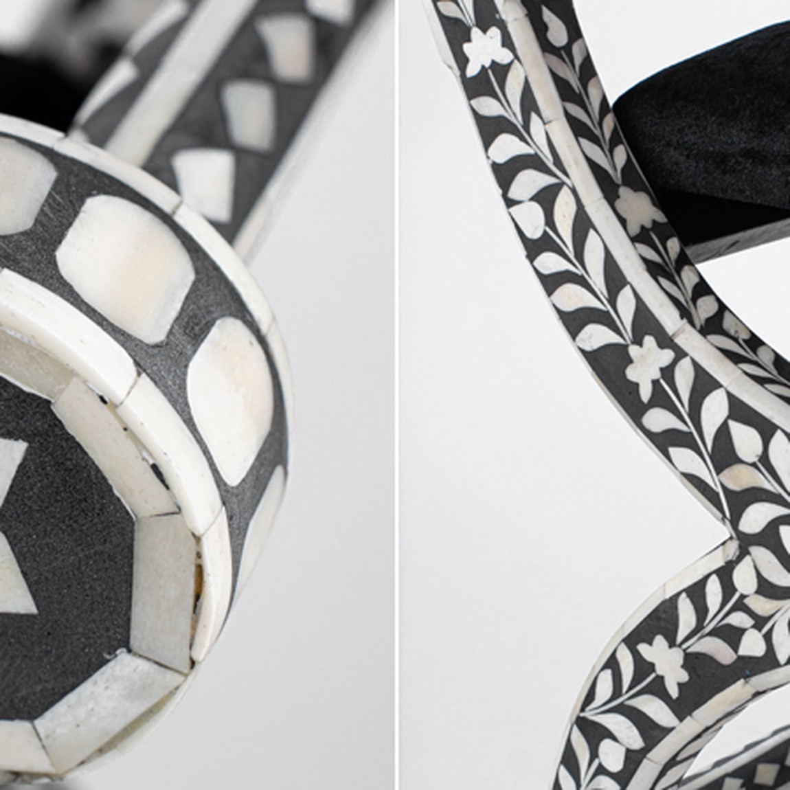 Табурет отделка кость черный BONE INLAY Jenny Stool
