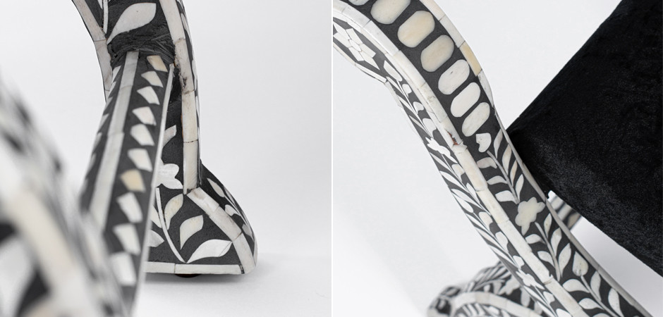 Табурет отделка кость черный BONE INLAY Jenny Stool