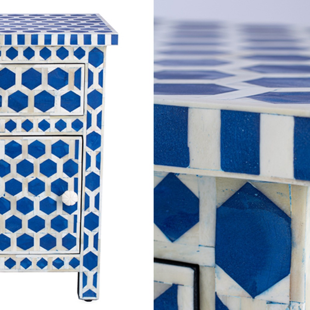 Тумба Midnight Blue Hexagon inlay cupboard 2 Drawer