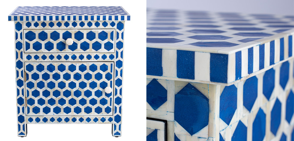 Тумба Midnight Blue Hexagon inlay cupboard 2 Drawer