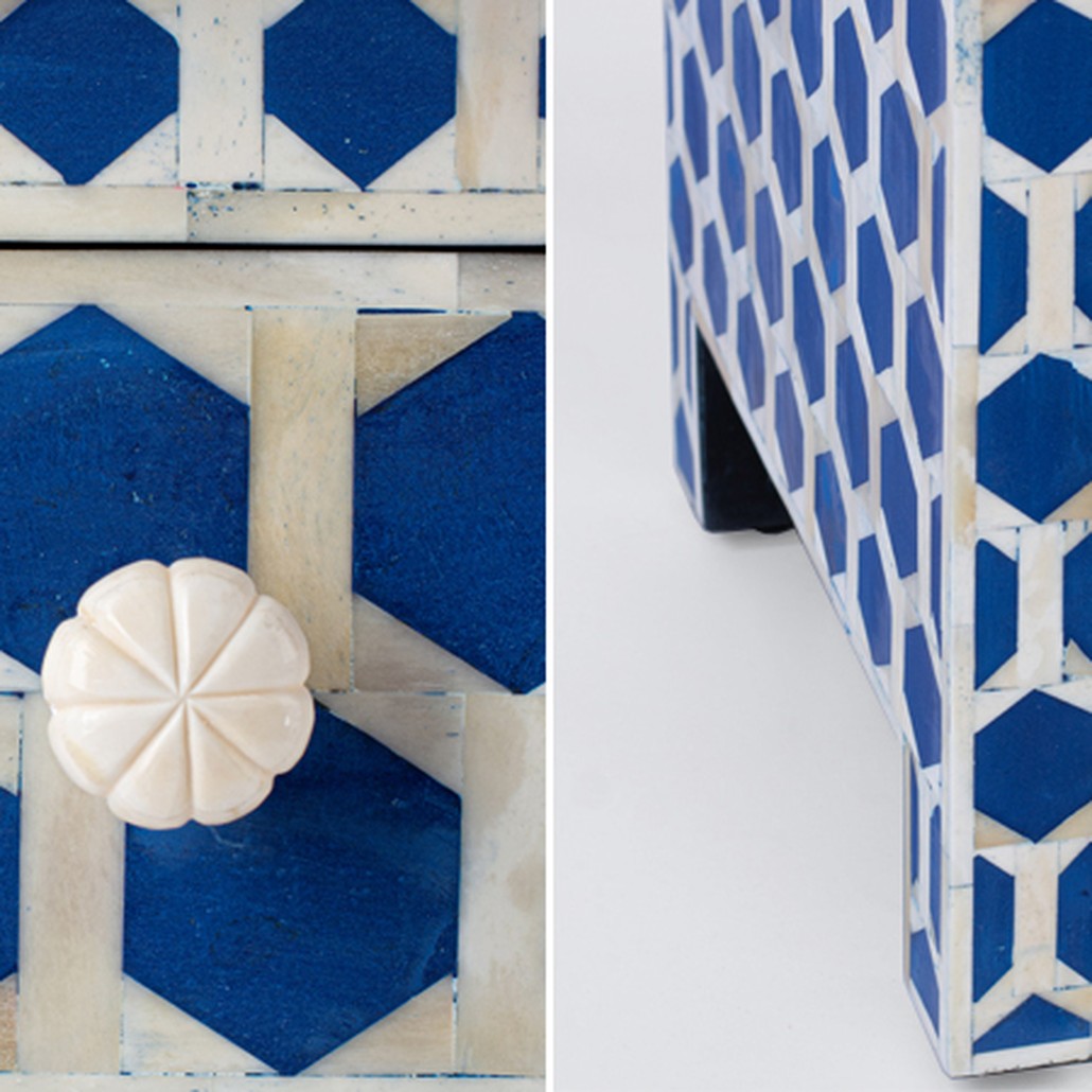 Тумба Midnight Blue Hexagon inlay cupboard 2 Drawer