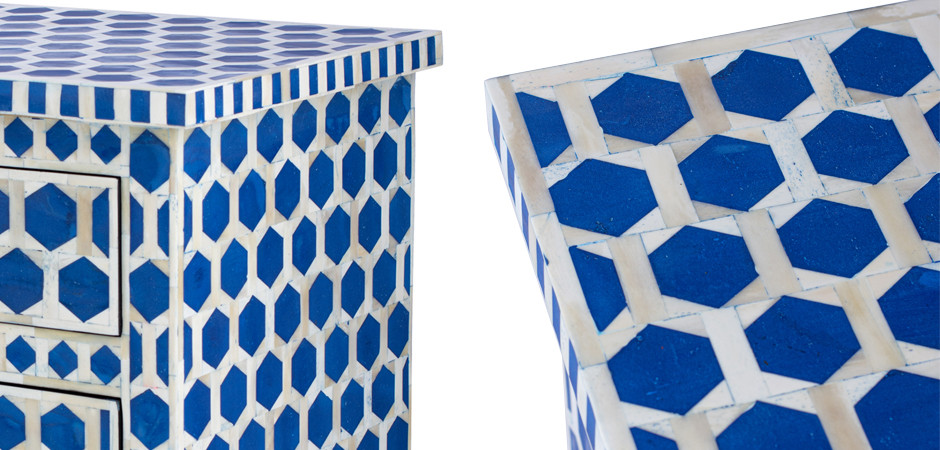 Тумба Midnight Blue Hexagon inlay cupboard 2 Drawer