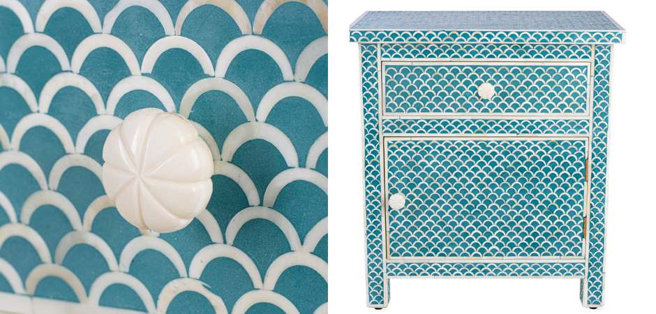 Тумба bone fish scale inlay cupboard