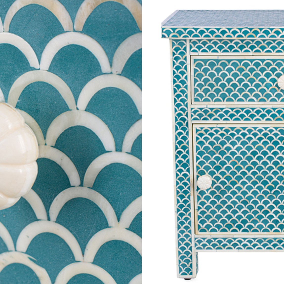 Тумба bone fish scale inlay cupboard