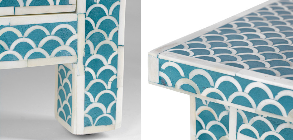 Тумба bone fish scale inlay cupboard