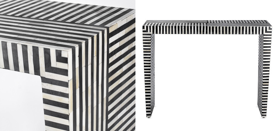 Консоль черно-белая отделка кость BONE INLAY CONSOL