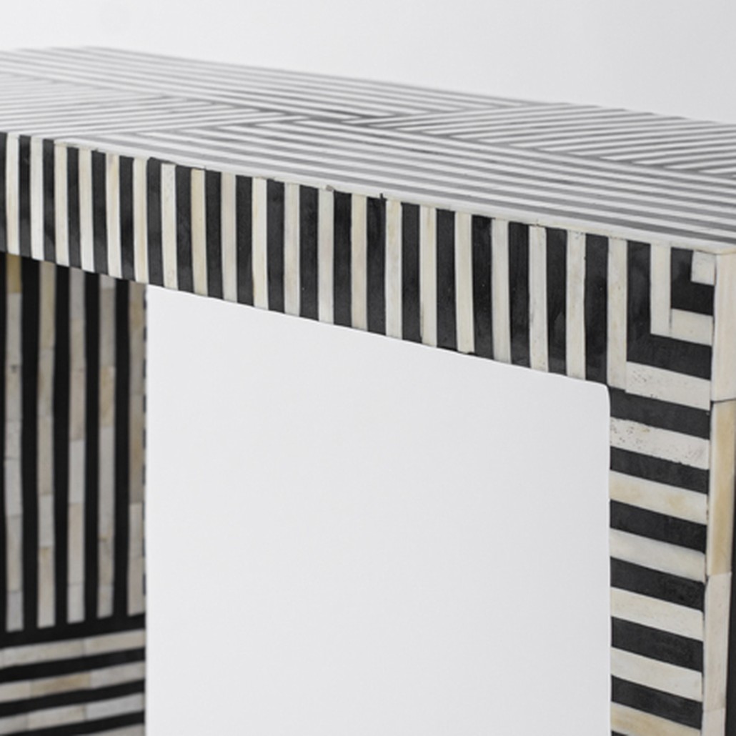 Консоль черно-белая отделка кость BONE INLAY CONSOL