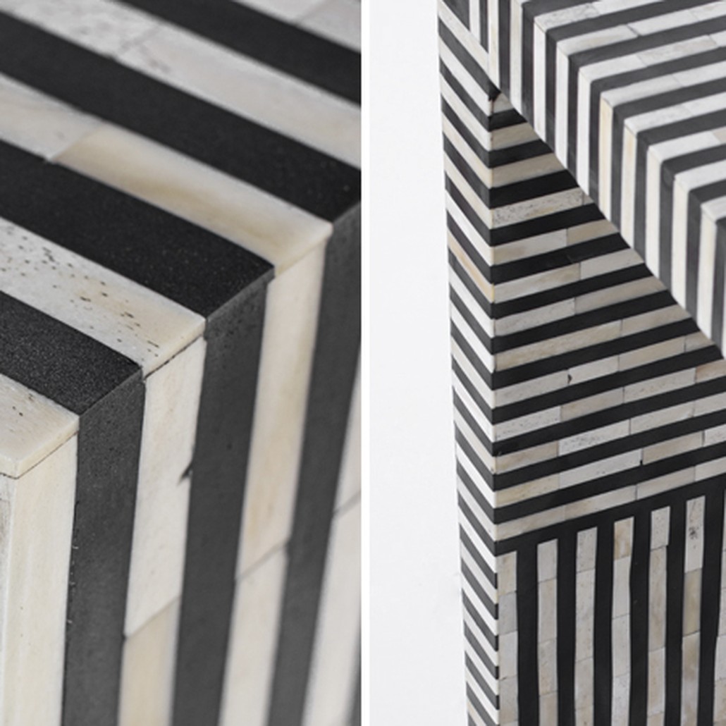 Консоль черно-белая отделка кость BONE INLAY CONSOL
