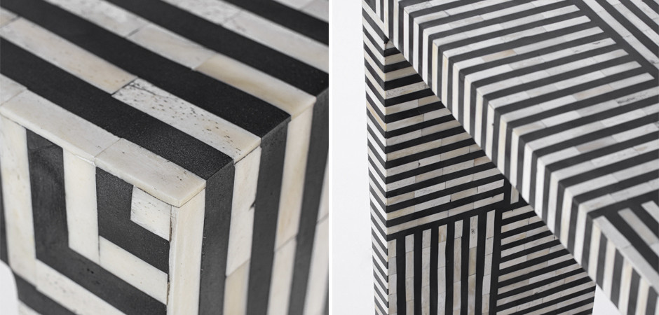 Консоль черно-белая отделка кость BONE INLAY CONSOL