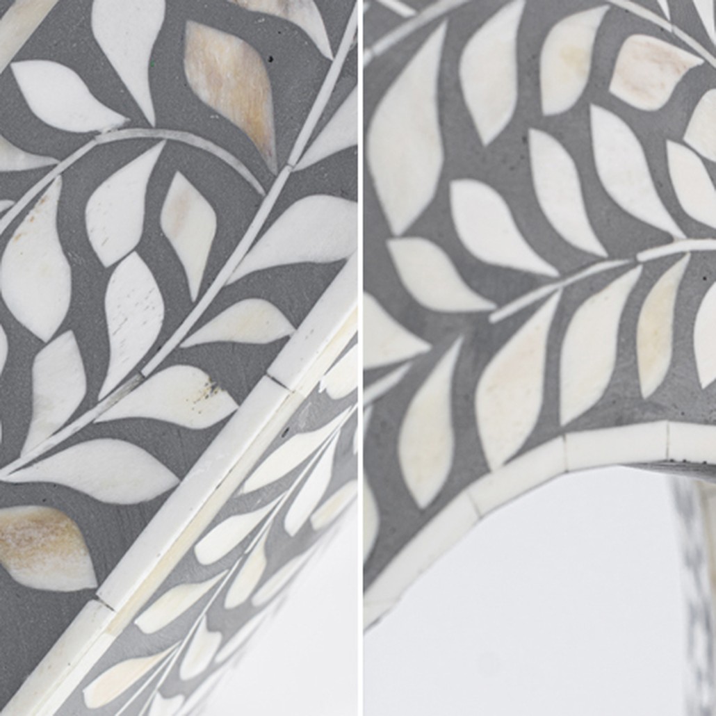 Консоль серый орнамент отделка кость BONE INLAY CONSOL TABLE