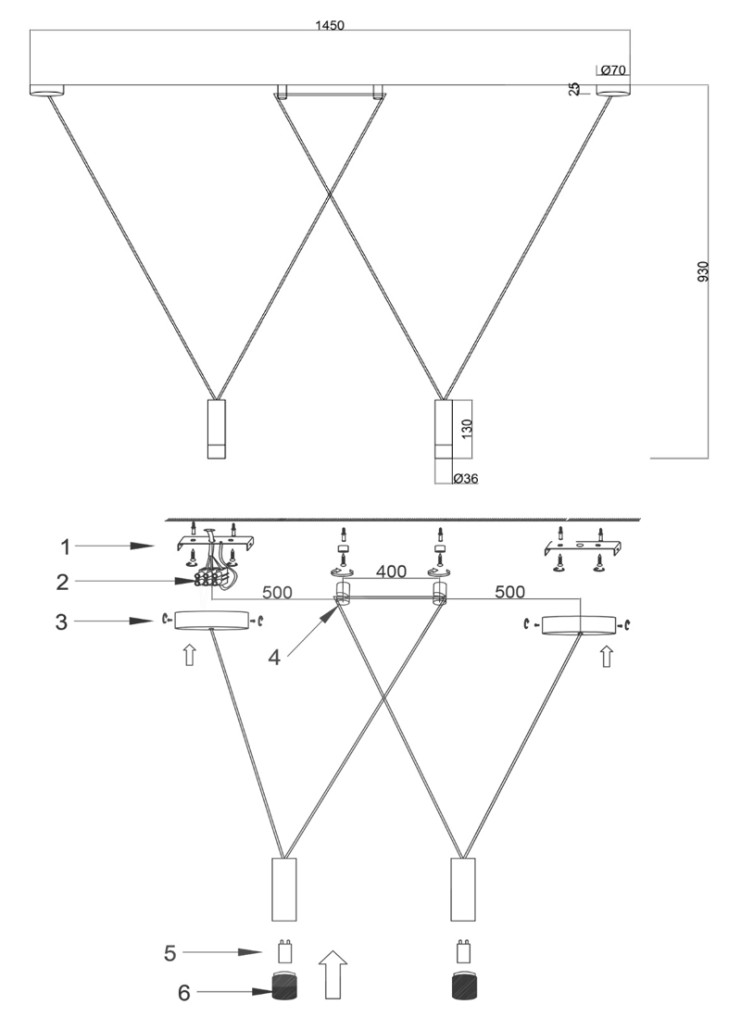 Wireflow LED White Suspension lam 2 патрона