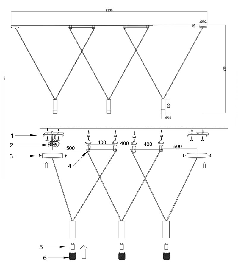 Wireflow LED White Suspension lam 3 патрона