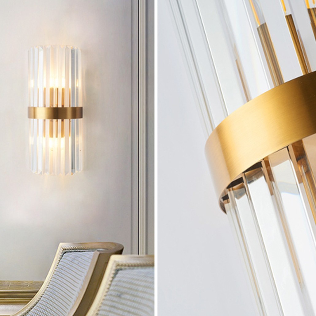 Бра Odeon Clear Glass Gold metal Wall Lamp