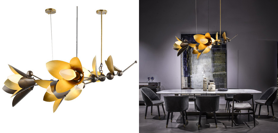 Дизайнерская люстра с природными мотивами LAVRA 8 flowers