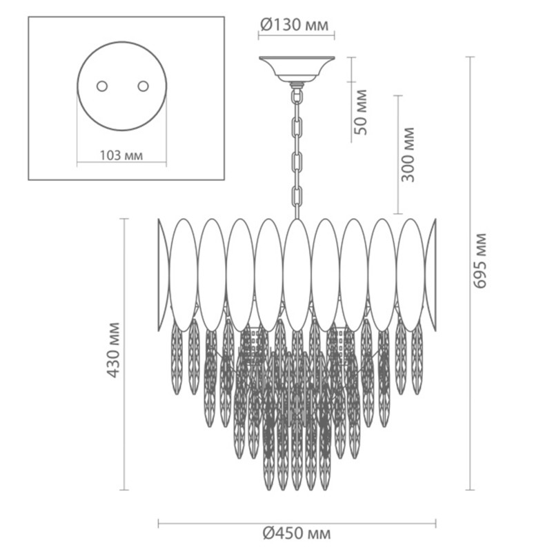 Люстра KEBO KING CHANDELIER four cascades D 45