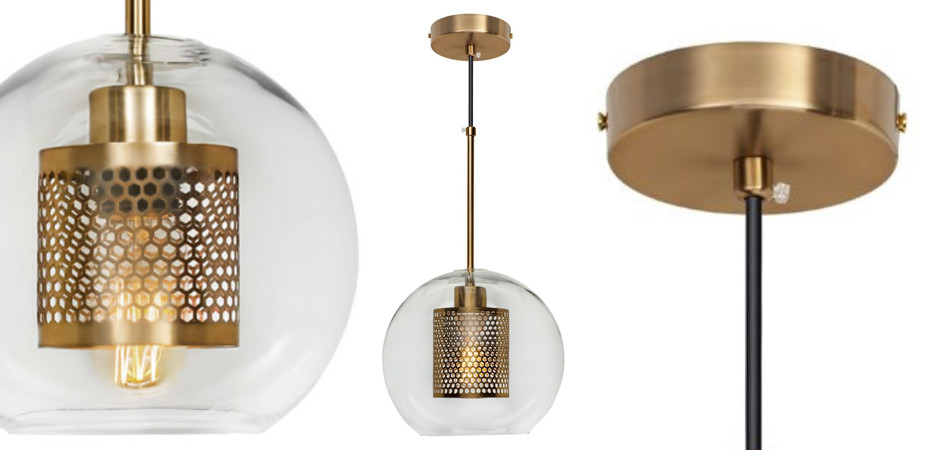 Perforated Vessel Pendant Lamp Gold Ball