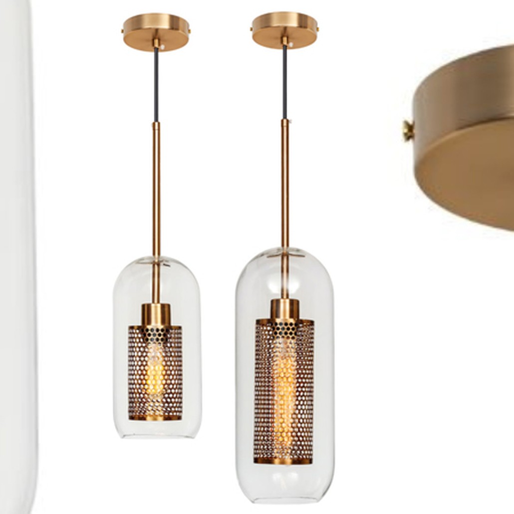Perforation Pendant Lamp Gold Oval