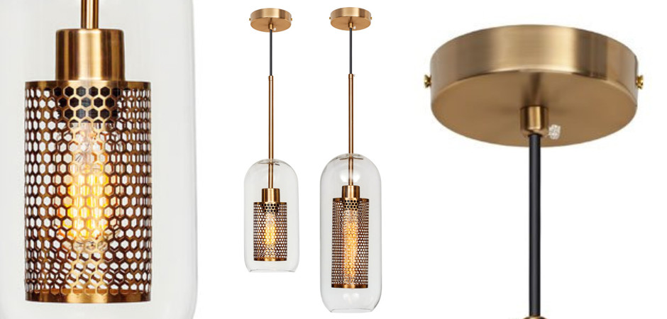 Perforation Pendant Lamp Gold Oval