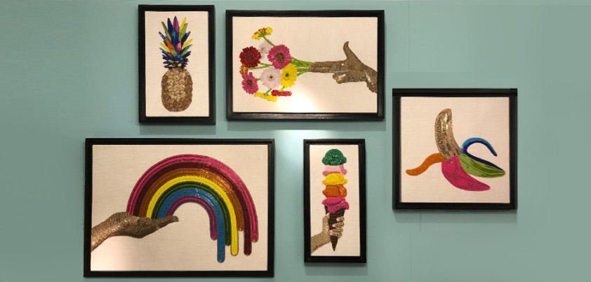 Панно Jonathan Adler RAINBOW BEADED WALL ART