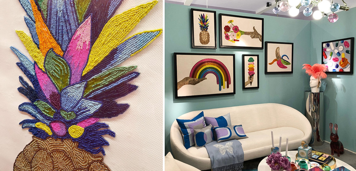 Панно PINEAPPLE BEADED WALL ART