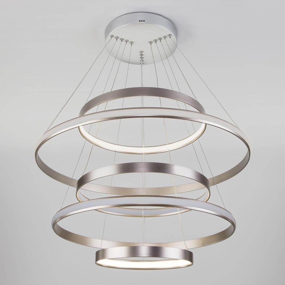 Люстра Light Ring Vertical Silver 5 колец серебро