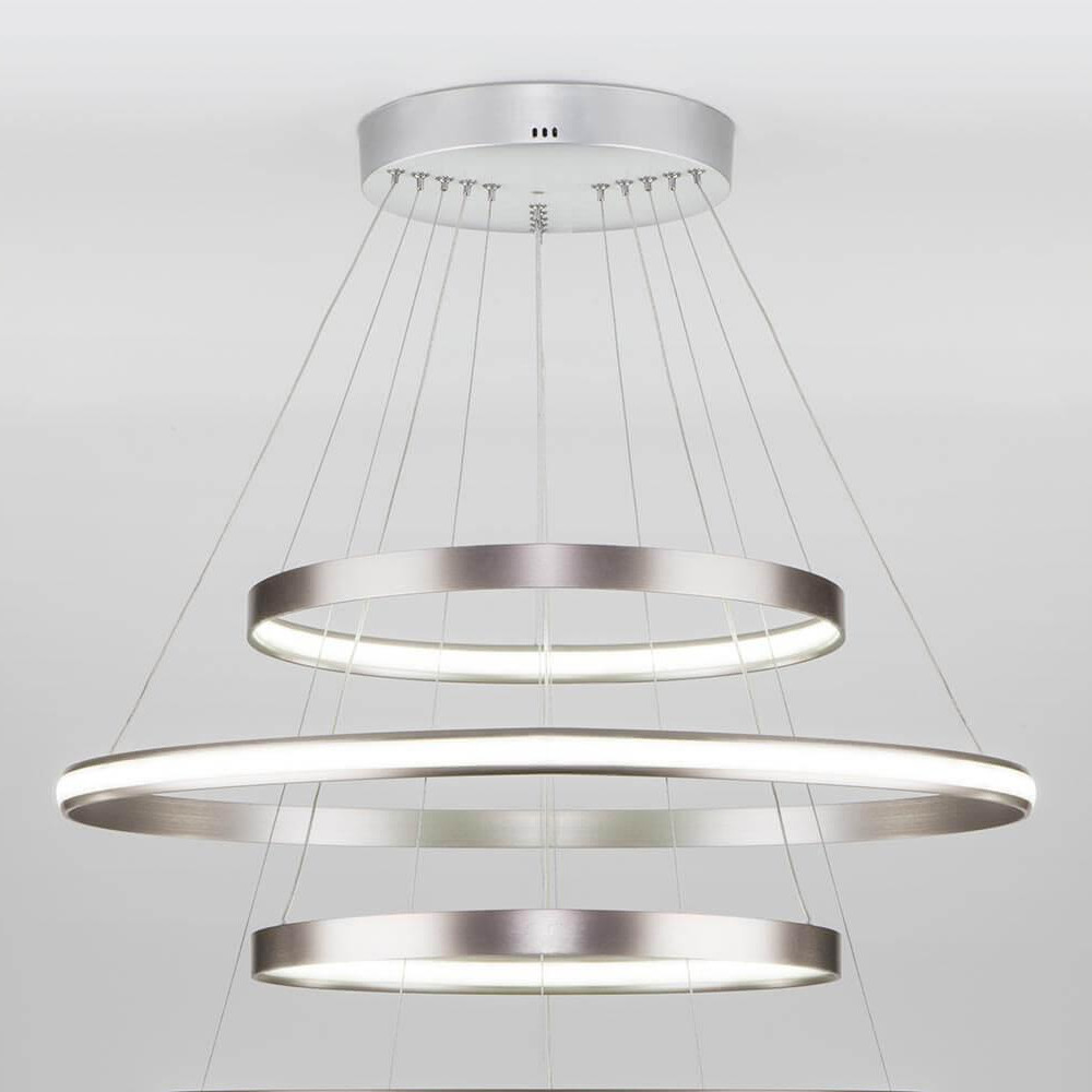 Люстра Light Ring Vertical Silver 5 колец серебро