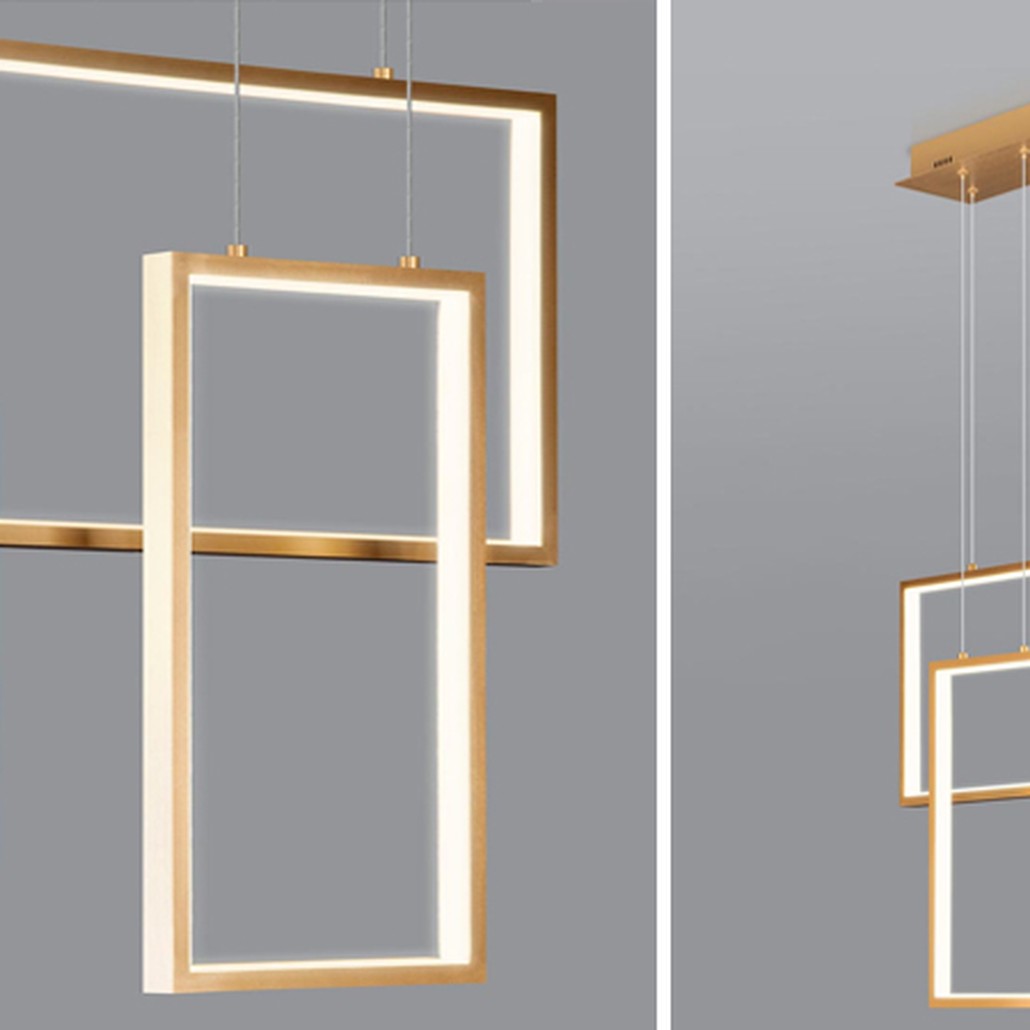 Люстра Rectangle Geometry Chandelier Gold 3