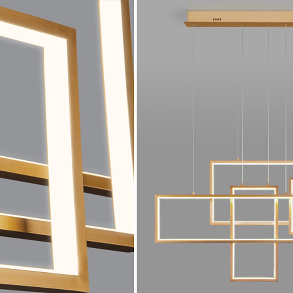 Люстра Rectangle Geometry Chandelier Gold 5