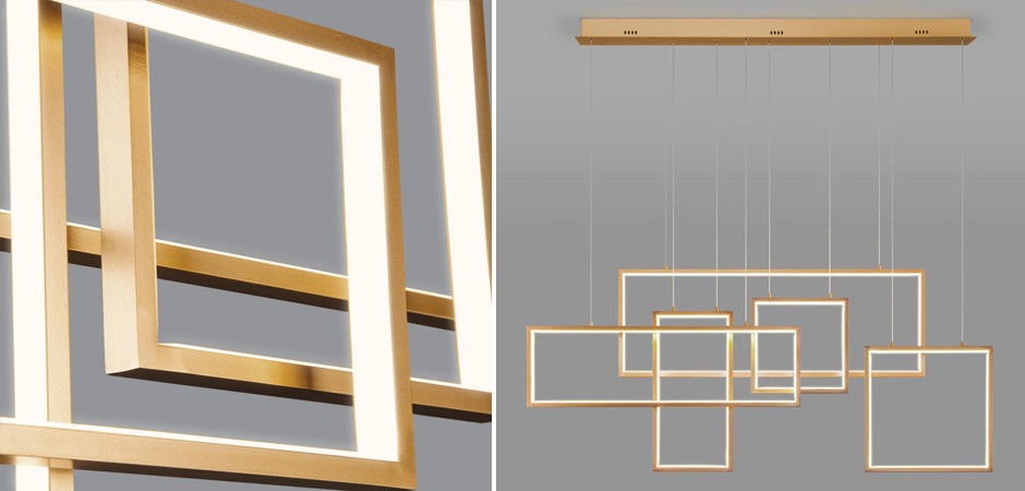 Люстра Rectangle Geometry Chandelier Gold 5