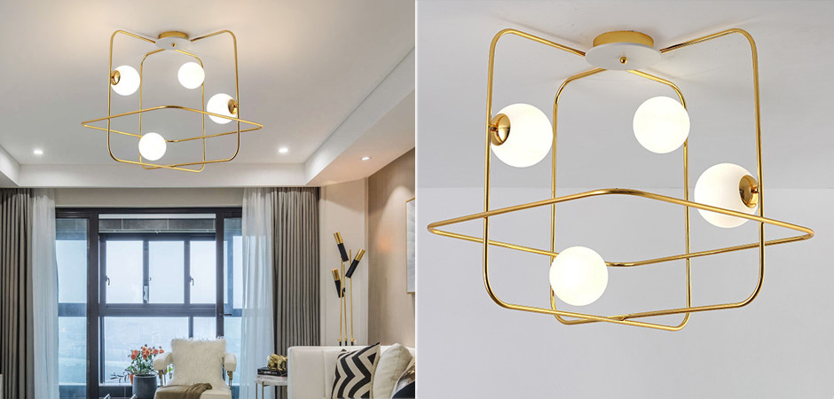 Люстра Broken Squares Balls Brass