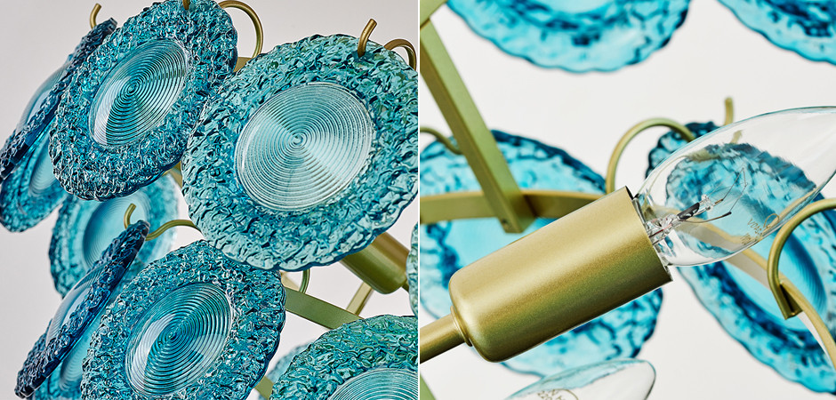 Люстра Blue Glass disk Chandelier