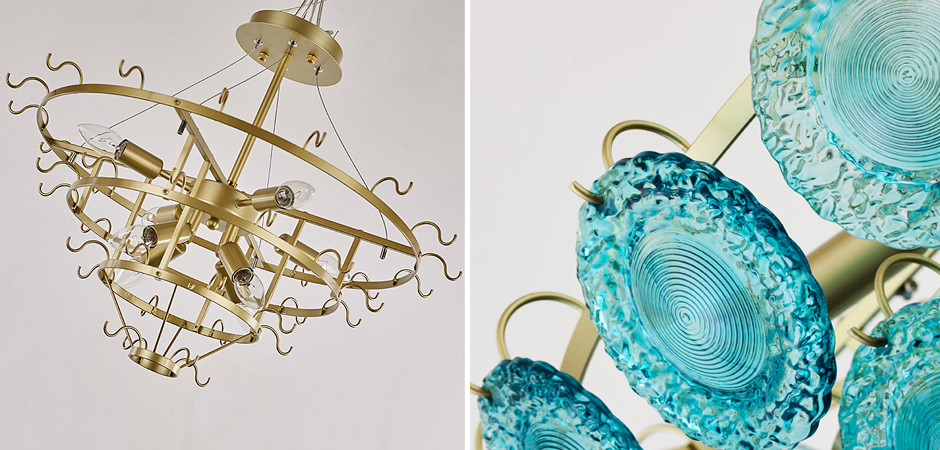 Люстра Blue Glass disk Chandelier