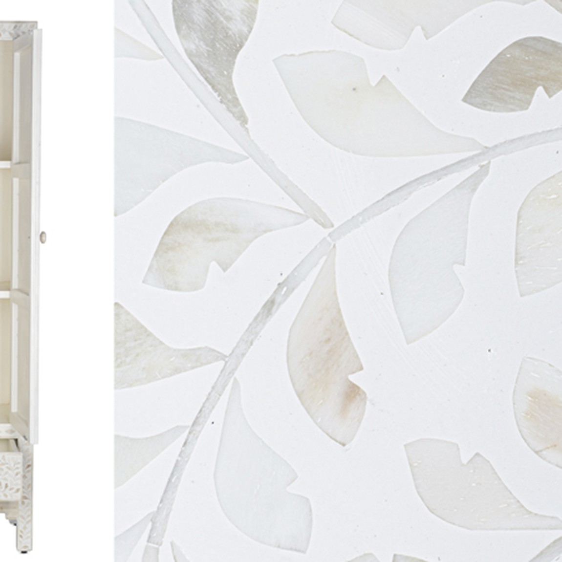 Шкаф белый узор отделка кость White Bone Inlay Almirah Cupboard 1 DRAWER