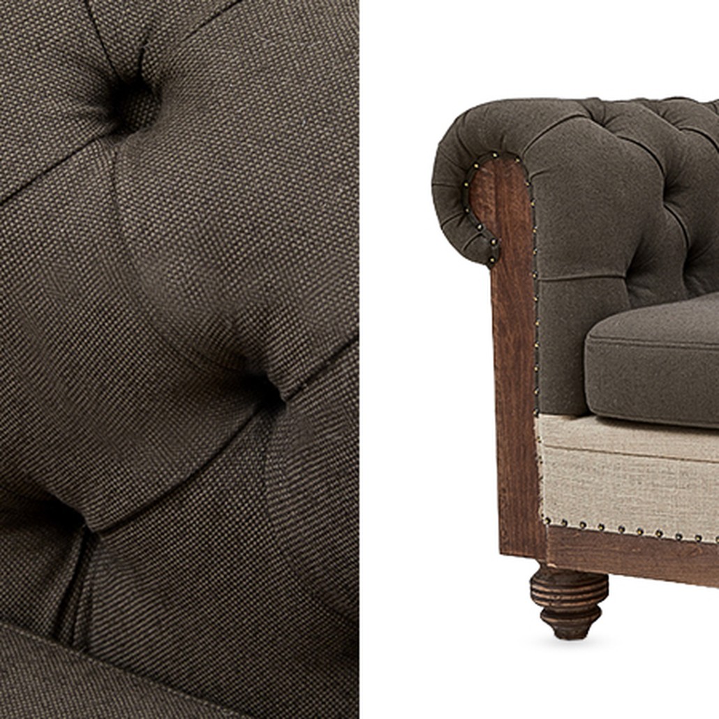 Диван Deconstructed Chesterfield Sofa triple Linen Brown