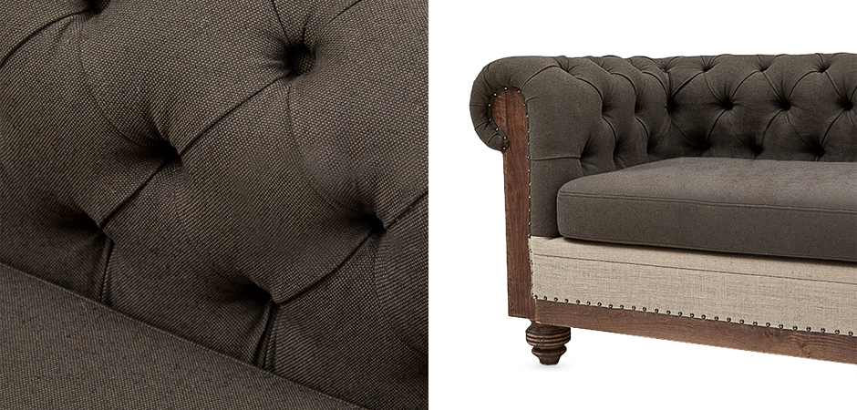 Диван Deconstructed Chesterfield Sofa triple Linen Brown