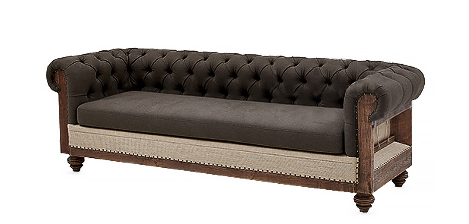 Диван Deconstructed Chesterfield Sofa triple Linen Brown