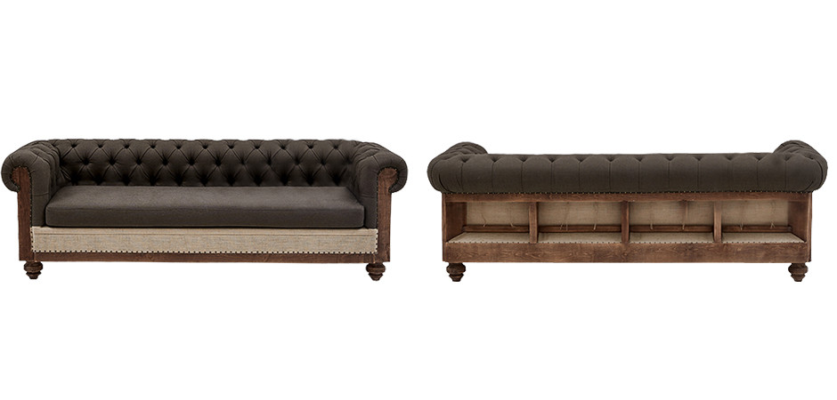 Диван Deconstructed Chesterfield Sofa triple Linen Brown