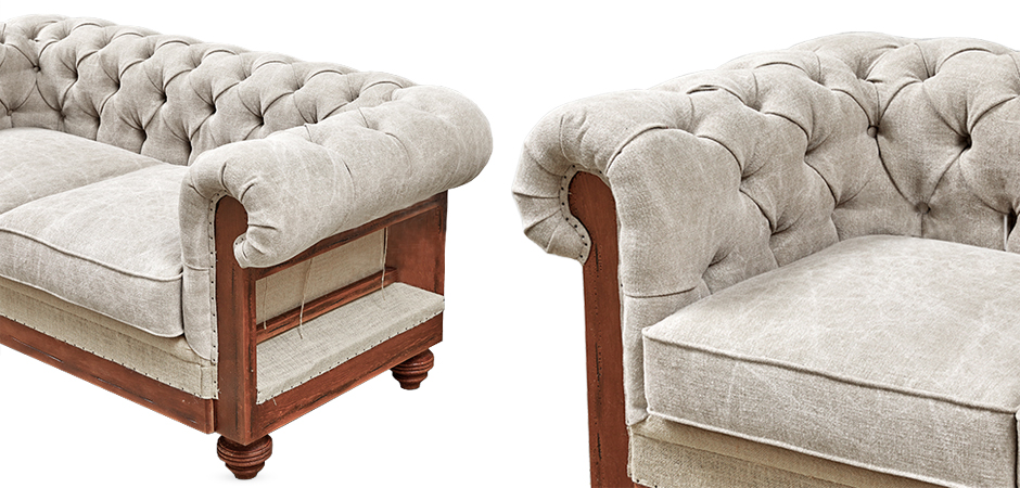 Диван Deconstructed Chesterfield Sofa double Ivory
