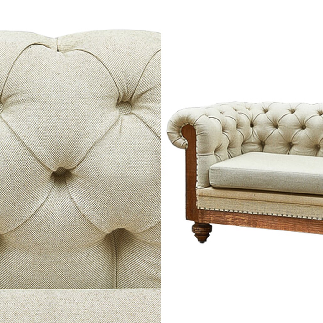Диван Deconstructed Chesterfield Sofa double Ivory Linen