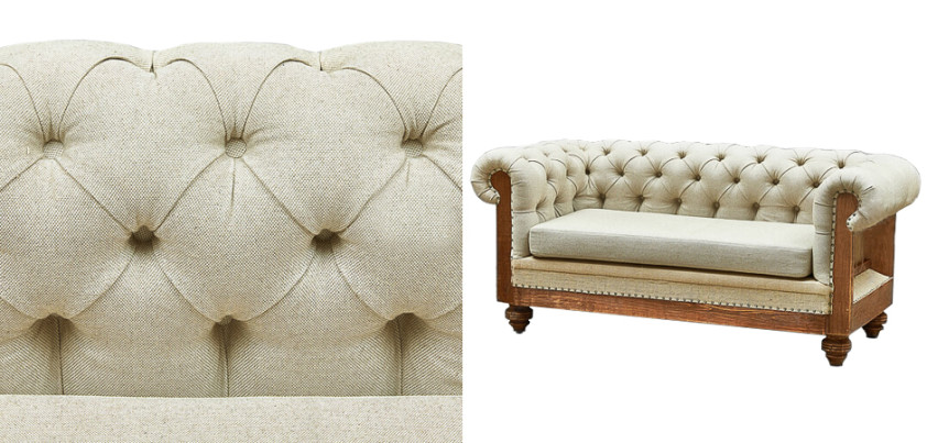 Диван Deconstructed Chesterfield Sofa double Ivory Linen