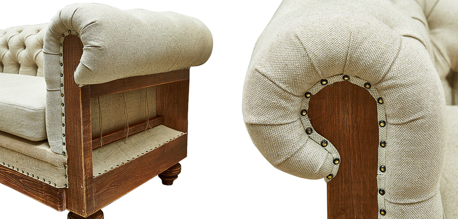 Диван Deconstructed Chesterfield Sofa double Ivory Linen