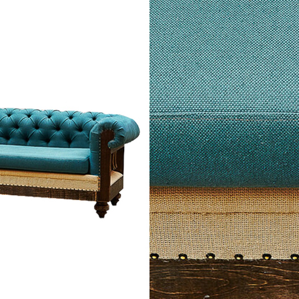 Диван Deconstructed Chesterfield Sofa triple turquoise Linen