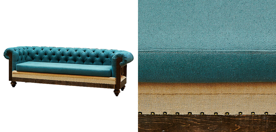 Диван Deconstructed Chesterfield Sofa triple turquoise Linen