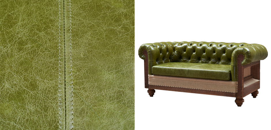 Диван Deconstructed Chesterfield Sofa double  green leather