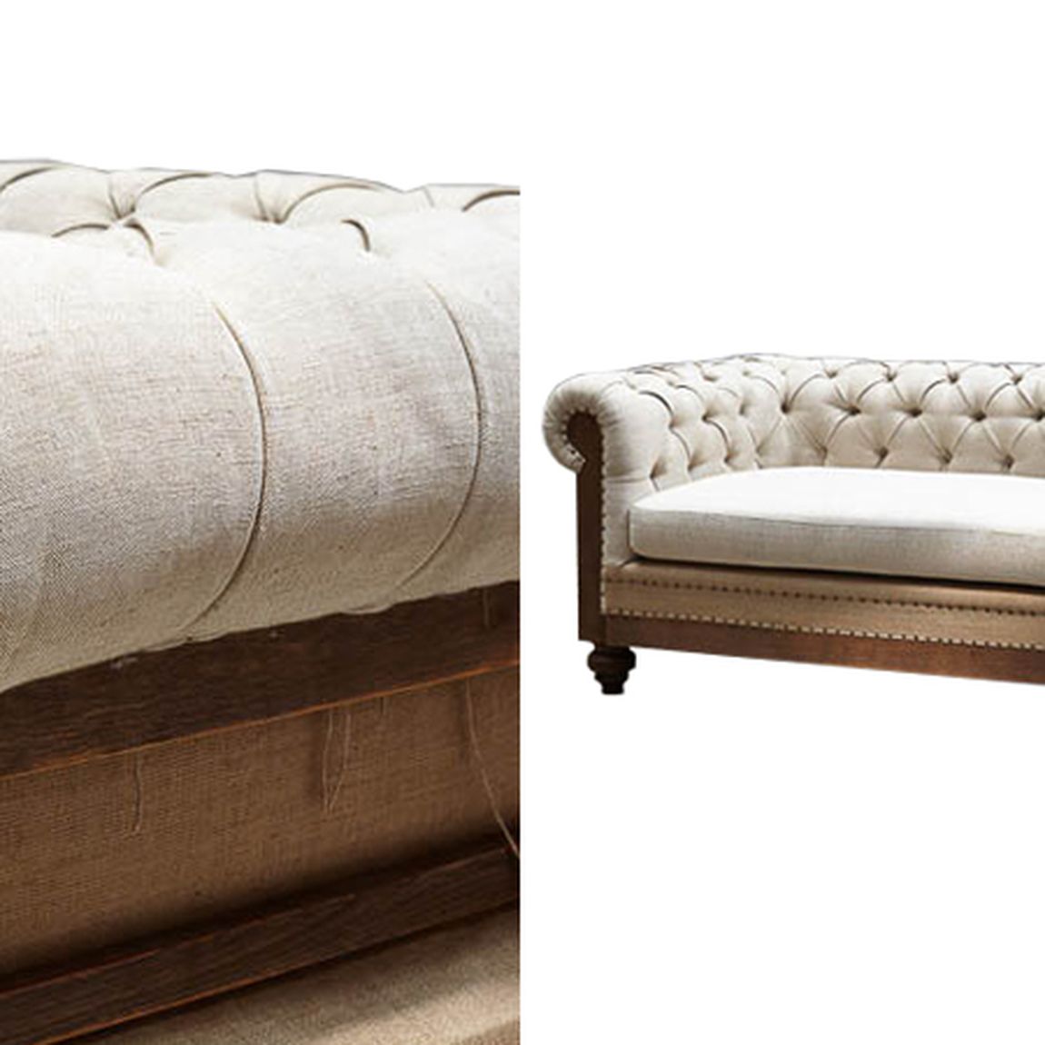 Диван Deconstructed Chesterfield Sofa triple Ivory Linen