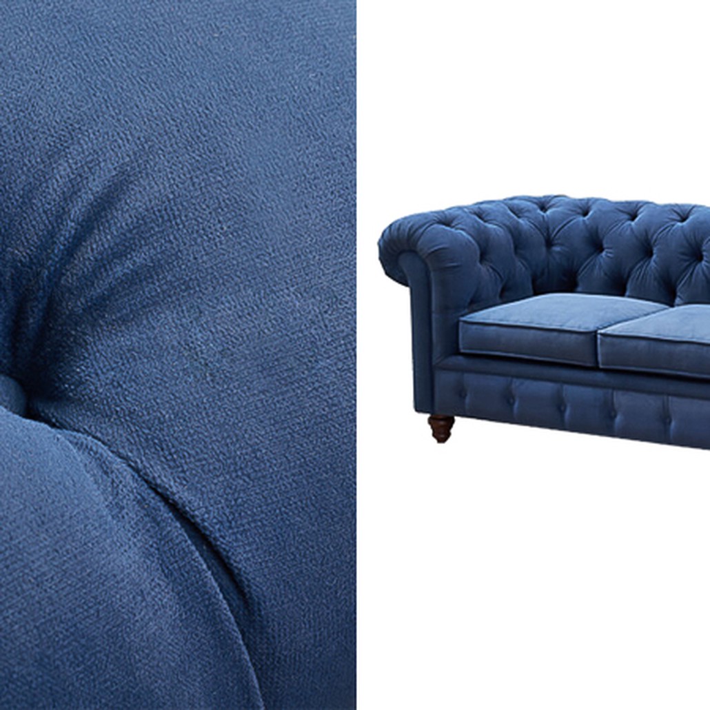 Диван Mini Kensington Sofa triple blue velor