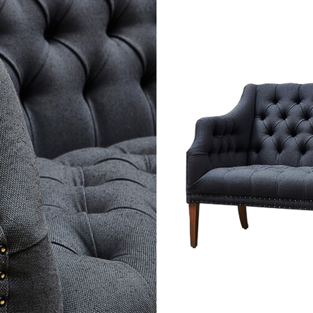 Диван Morton Capitone Sofa темно-серый лен