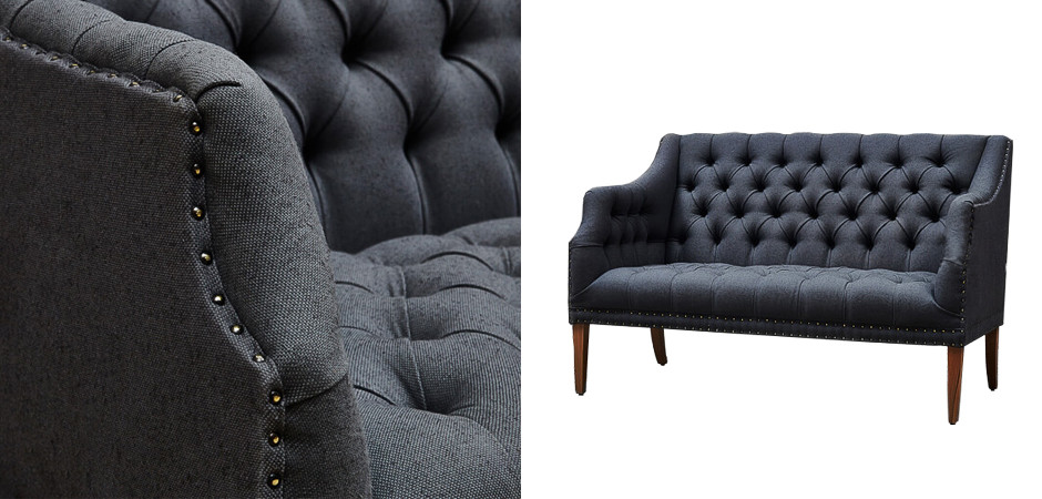 Диван Morton Capitone Sofa темно-серый лен