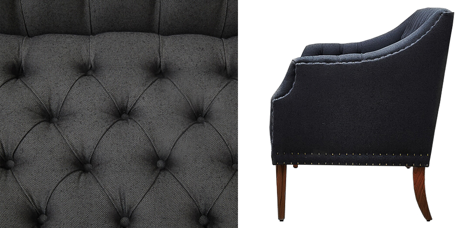 Диван Morton Capitone Sofa темно-серый лен