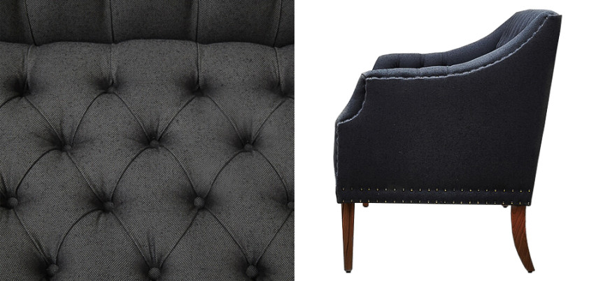 Диван Morton Capitone Sofa темно-серый лен